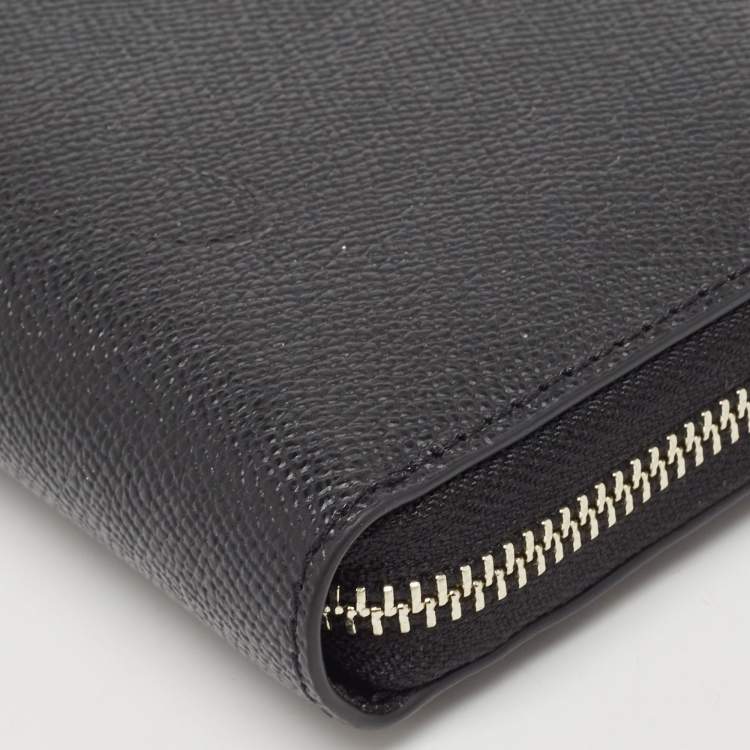 Pre Owned Michael Kors Black Leather Jet Set Zip Around Continental Wallet