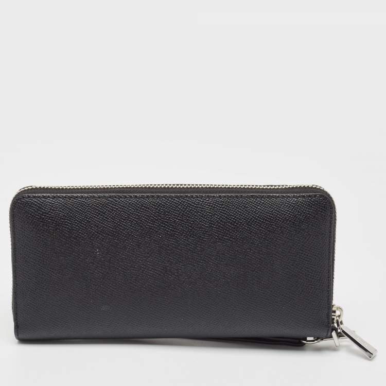 Pre Owned Michael Kors Black Leather Jet Set Zip Around Continental Wallet