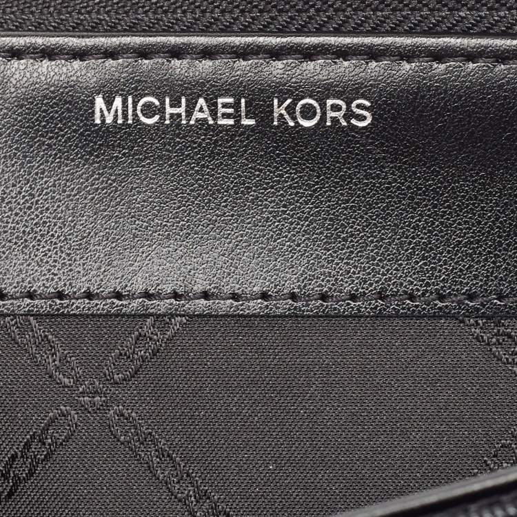 Pre Owned Michael Kors Black Leather Jet Set Zip Around Continental Wallet