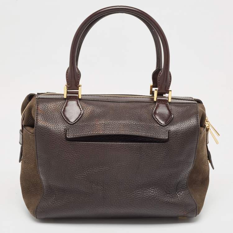 Pre Owned Michael Kors Dark Brown Leather and Nubuck Collection Gia Satchel