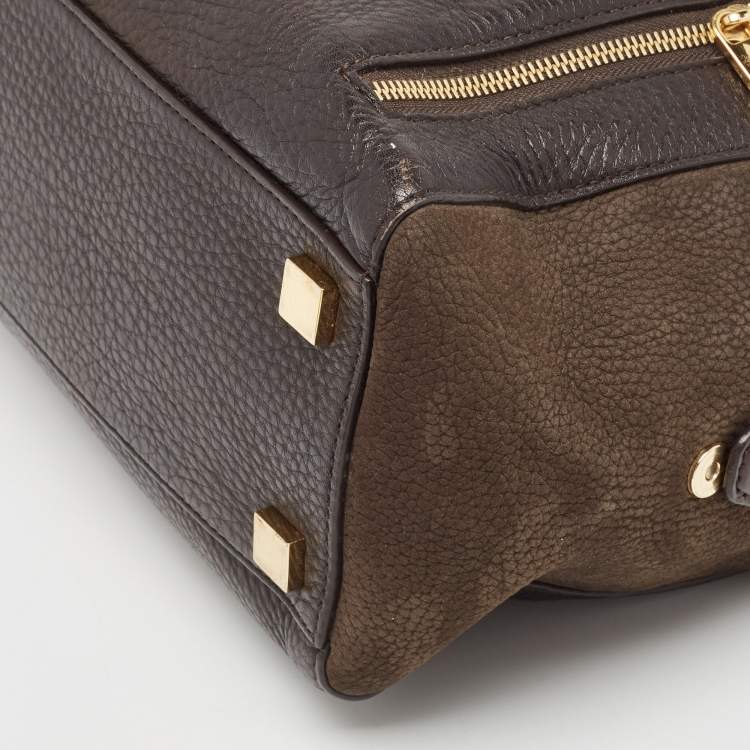 Pre Owned Michael Kors Dark Brown Leather and Nubuck Collection Gia Satchel