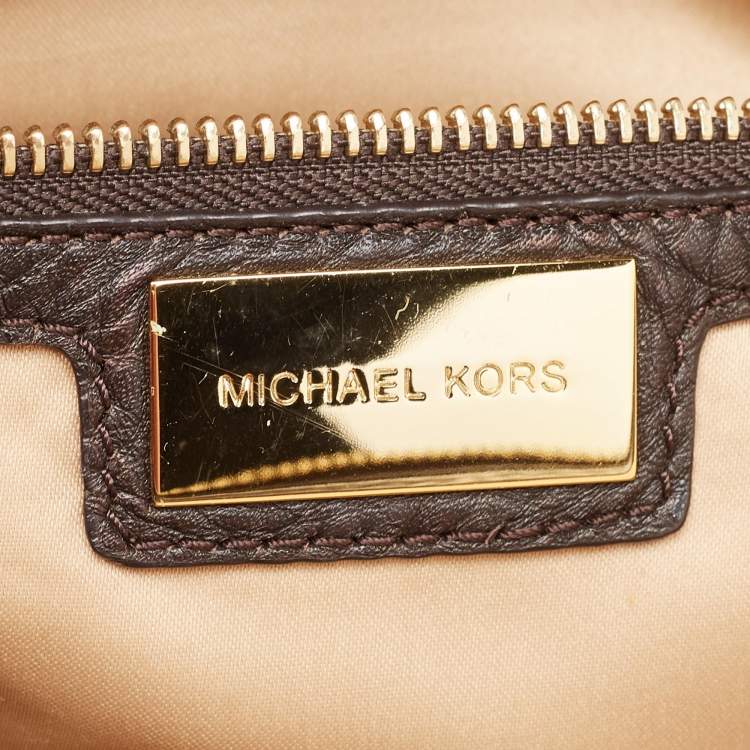 Pre Owned Michael Kors Dark Brown Leather and Nubuck Collection Gia Satchel