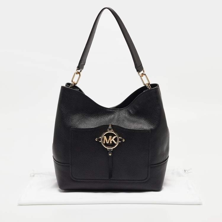 Pre Owned Michael Kors Black Leather Amy Hobo