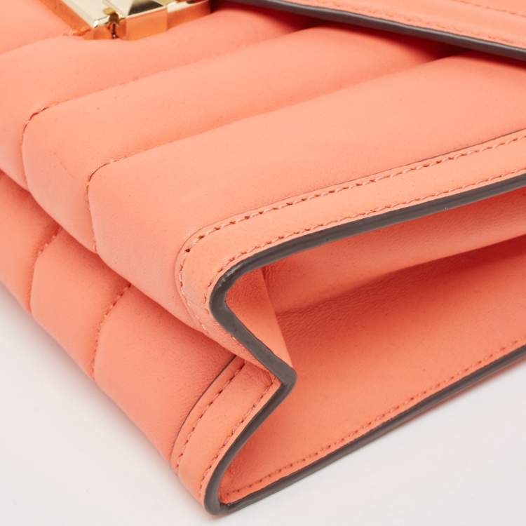 Pre Owned Michael Kors Peach Quilted Leather Large Whitney Shoulder Bag