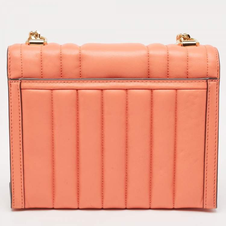 Pre Owned Michael Kors Peach Quilted Leather Large Whitney Shoulder Bag