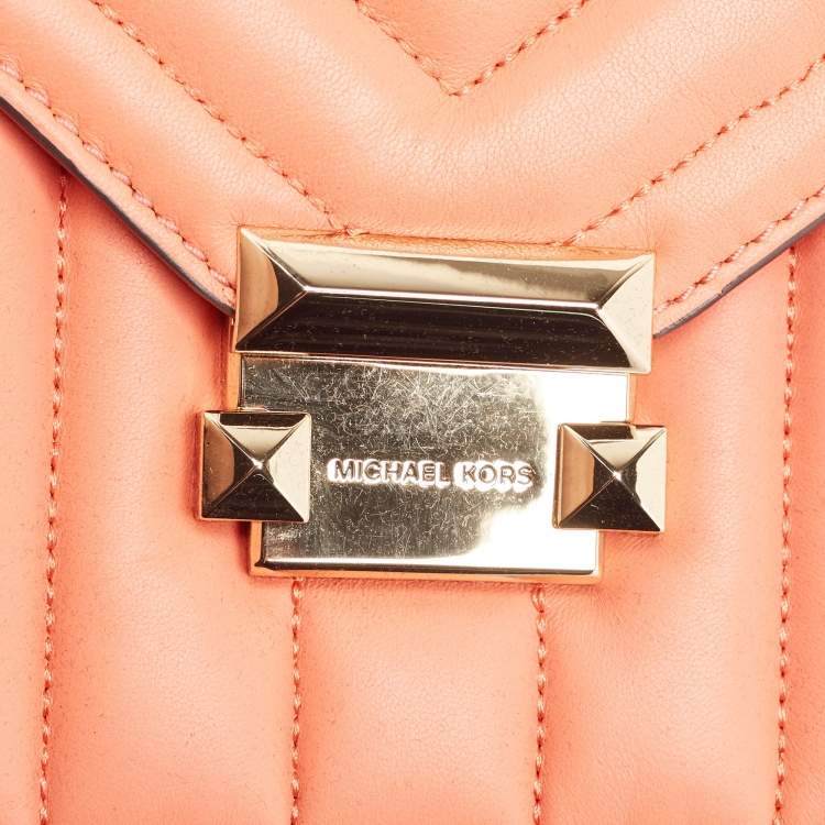 Pre Owned Michael Kors Peach Quilted Leather Large Whitney Shoulder Bag