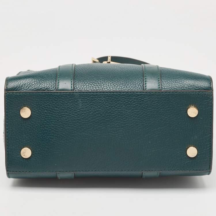 Pre Owned Michael Kors Dark Green Leather Nouveau Hamilton Tote