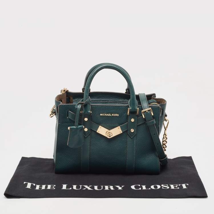 Pre Owned Michael Kors Dark Green Leather Nouveau Hamilton Tote
