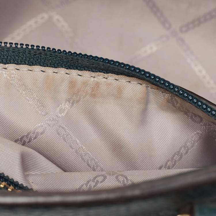 Pre Owned Michael Kors Dark Green Leather Nouveau Hamilton Tote