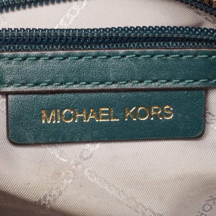 Pre Owned Michael Kors Dark Green Leather Nouveau Hamilton Tote
