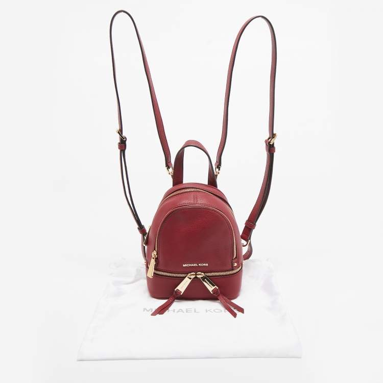 Pre Owned Michael Kors Burgundy Leather Mini Rhea Backpack