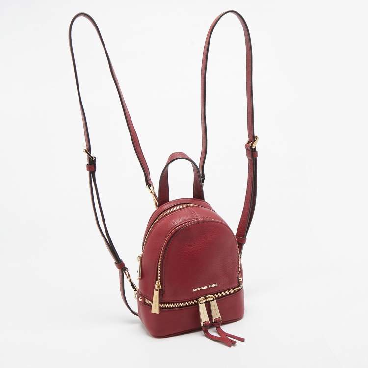 Pre Owned Michael Kors Burgundy Leather Mini Rhea Backpack