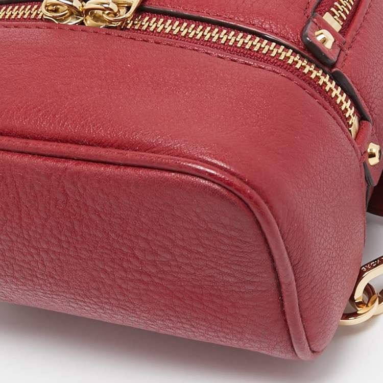 Pre Owned Michael Kors Burgundy Leather Mini Rhea Backpack