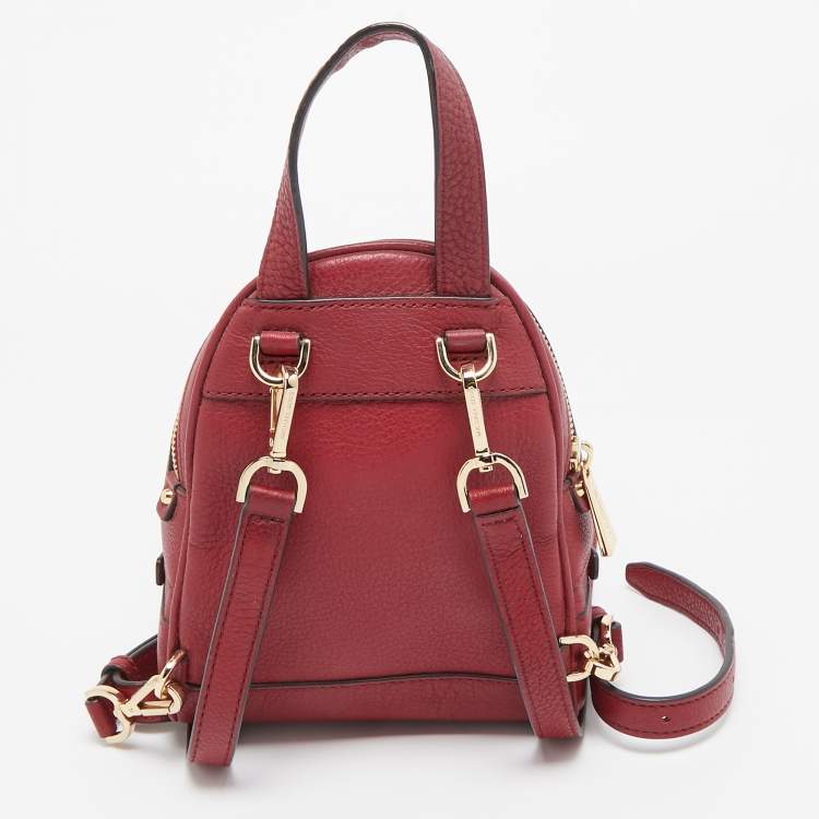 Pre Owned Michael Kors Burgundy Leather Mini Rhea Backpack