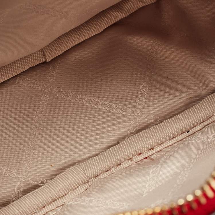 Pre Owned Michael Kors Red Square Quilted Leather Zip Crossbody Bag