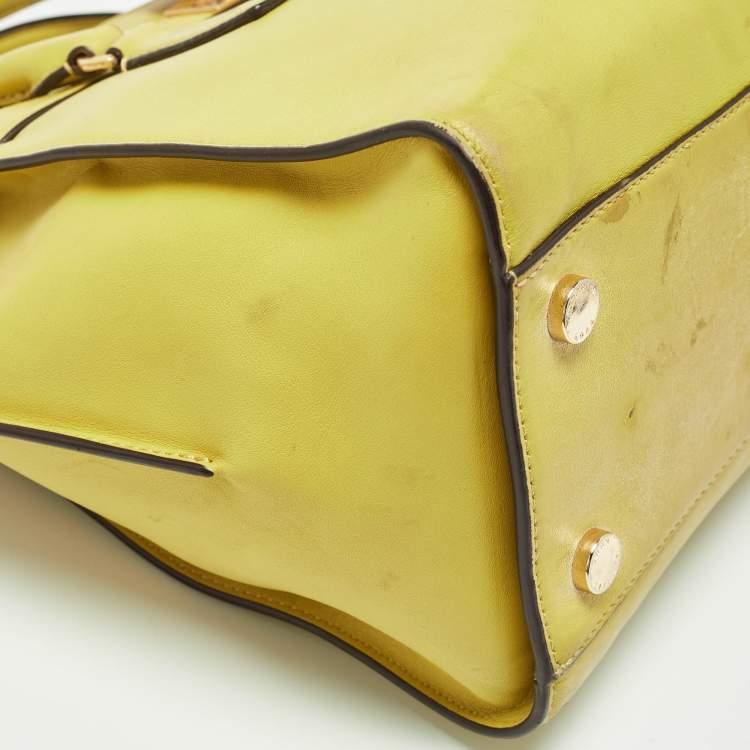 Pre Owned Michael Kors Lime Green Leather Hamilton Tote