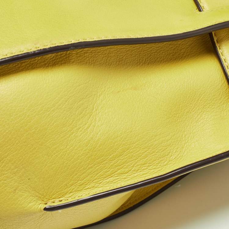 Pre Owned Michael Kors Lime Green Leather Hamilton Tote