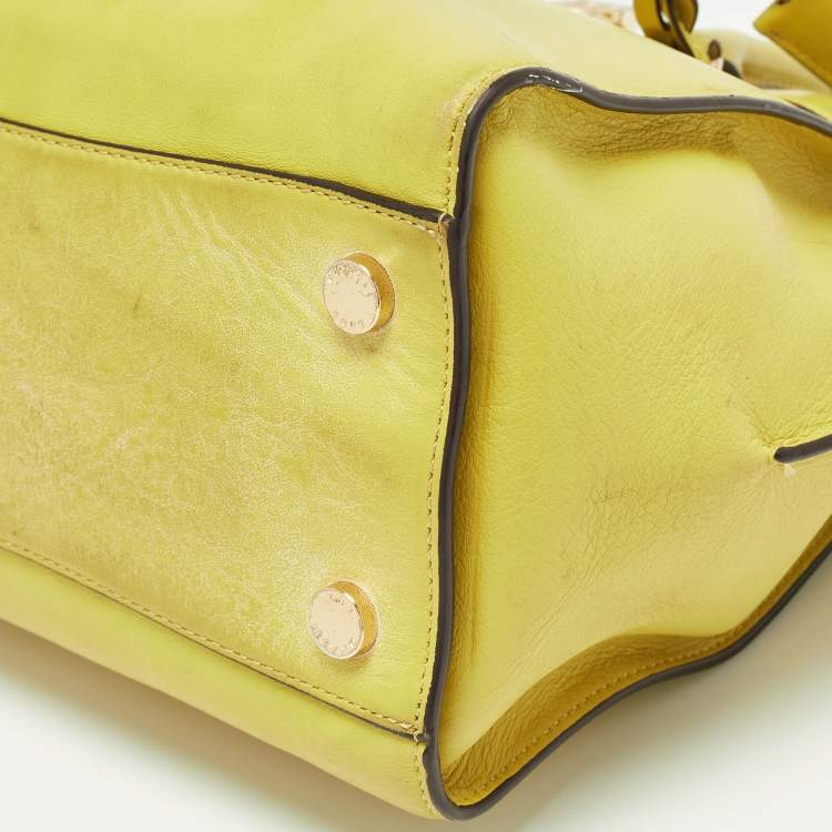 Pre Owned Michael Kors Lime Green Leather Hamilton Tote