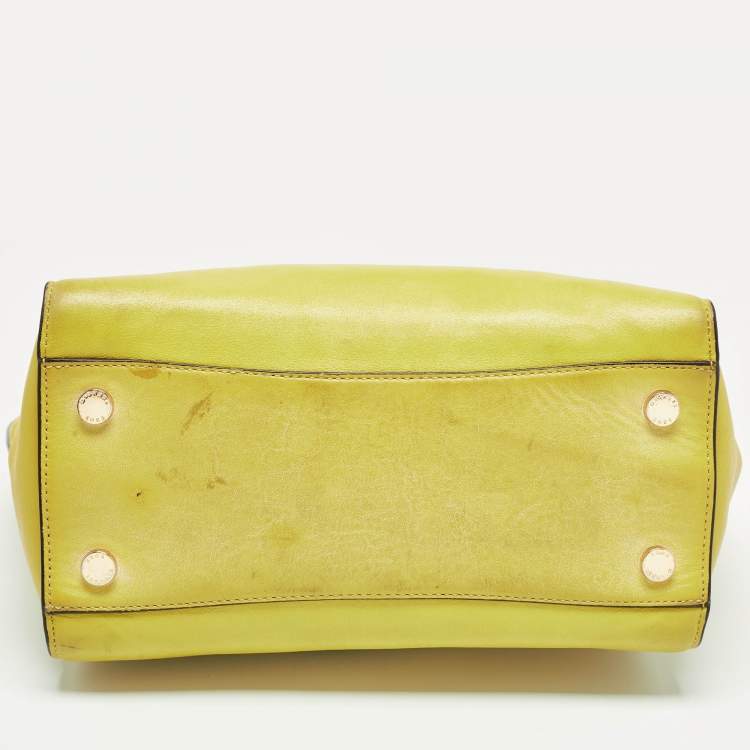 Pre Owned Michael Kors Lime Green Leather Hamilton Tote