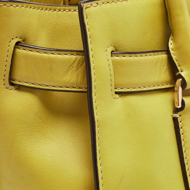 Pre Owned Michael Kors Lime Green Leather Hamilton Tote
