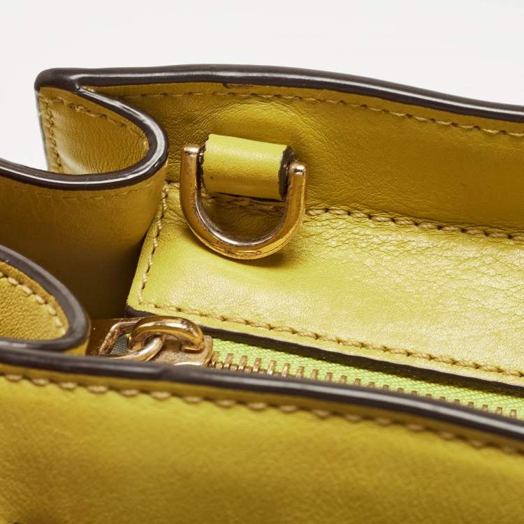 Pre Owned Michael Kors Lime Green Leather Hamilton Tote