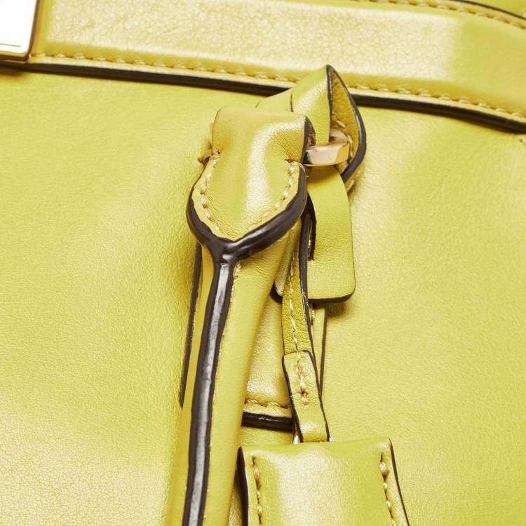 Pre Owned Michael Kors Lime Green Leather Hamilton Tote