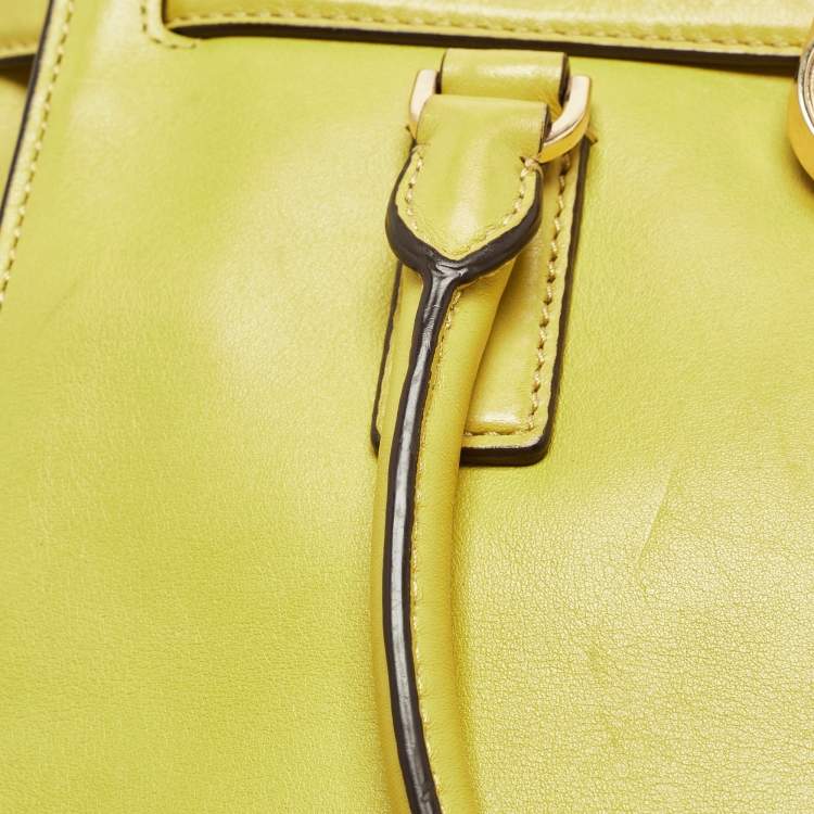 Pre Owned Michael Kors Lime Green Leather Hamilton Tote