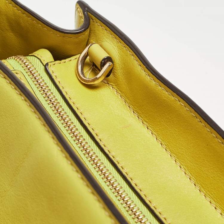 Pre Owned Michael Kors Lime Green Leather Hamilton Tote