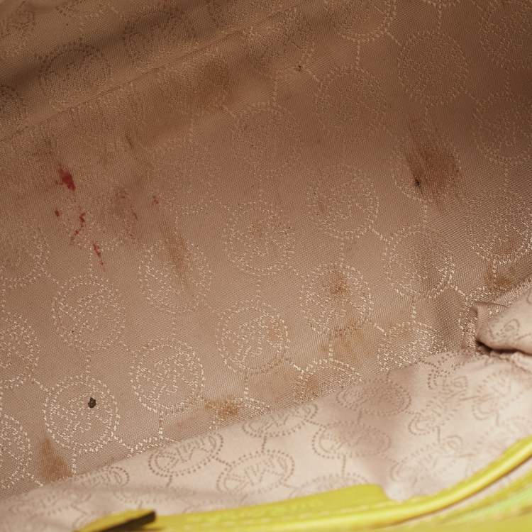 Pre Owned Michael Kors Lime Green Leather Hamilton Tote