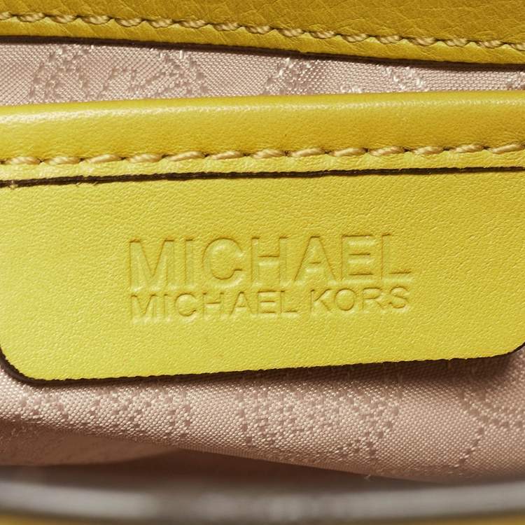 Pre Owned Michael Kors Lime Green Leather Hamilton Tote