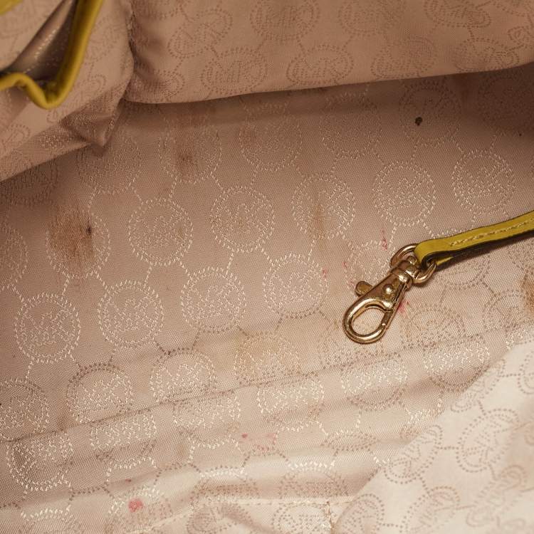 Pre Owned Michael Kors Lime Green Leather Hamilton Tote