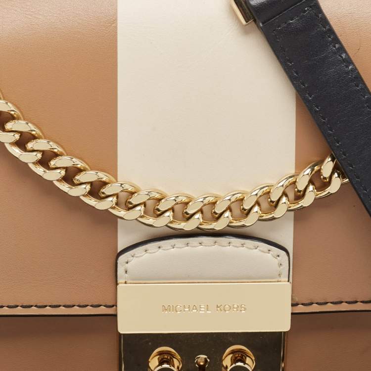 Pre Owned Michael Kors Tricolor Stripe Leather Sloan Shoulder Bag