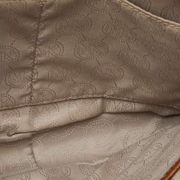 Pre Owned Michael Kors Brown Leather Large East West Jet Set Crossbody Bag