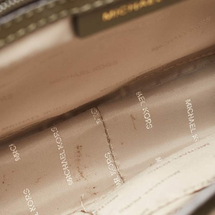 Pre Owned Michael Kors Olive Green Leather Delfina Saddle Bag