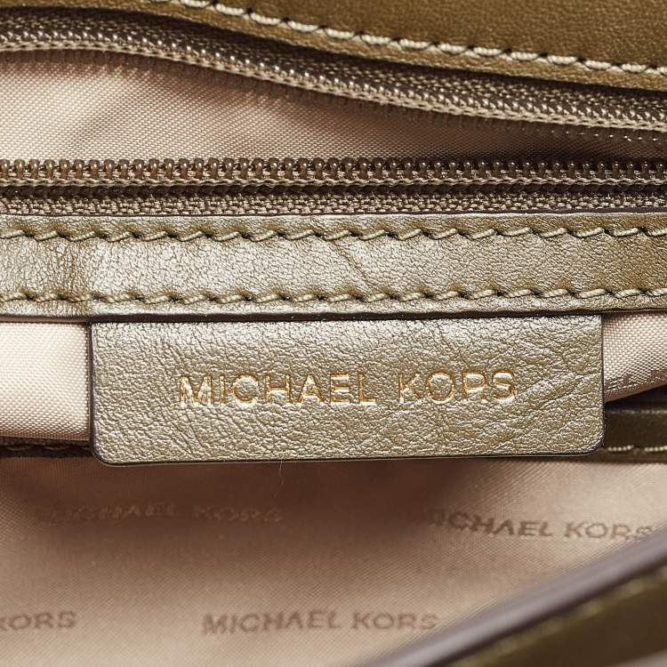 Pre Owned Michael Kors Olive Green Leather Delfina Saddle Bag