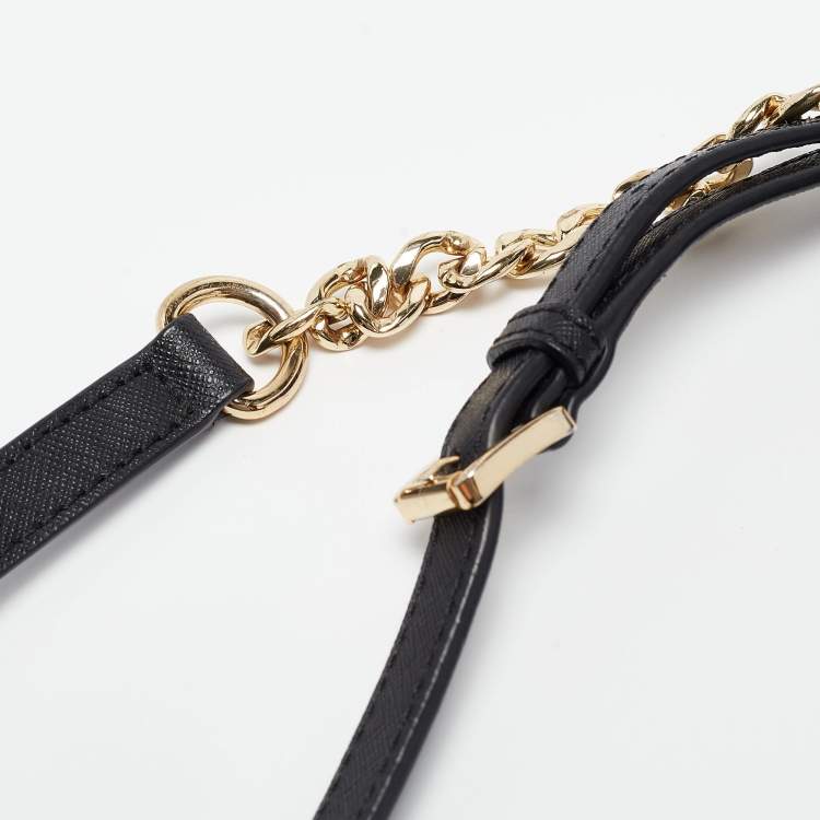 Pre Owned Michael Kors Black Leather Jet Set Crossbody Bag
