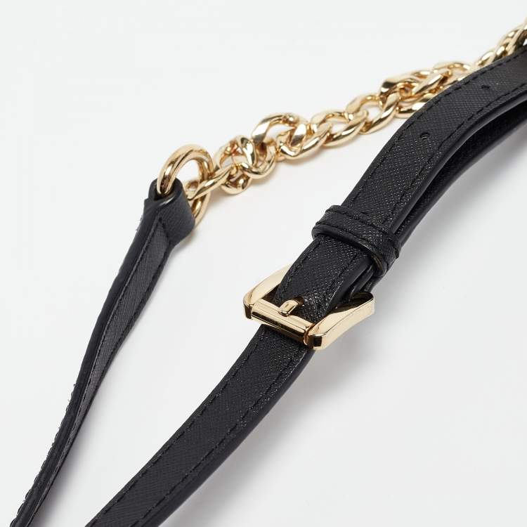 Pre Owned Michael Kors Black Leather Jet Set Crossbody Bag