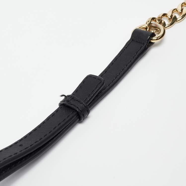 Pre Owned Michael Kors Black Leather Jet Set Crossbody Bag