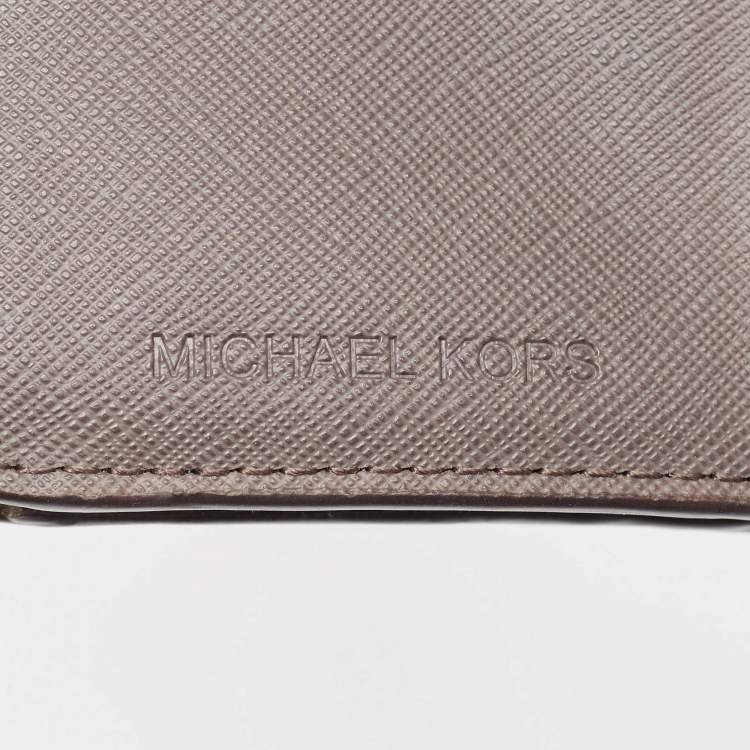 Pre Owned Michael Kors Grey Saffiano Leather French Compact Wallet