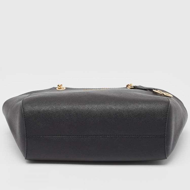 Pre Owned Michael Kors Black Leather Jet Set Travel Chain Shoulder Bag