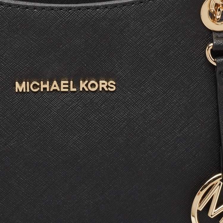 Pre Owned Michael Kors Black Leather Jet Set Travel Chain Shoulder Bag
