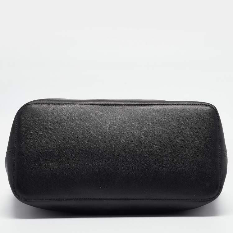 Pre Owned Michael Kors Black Saffiano Leather Medium Jet Set Travel Tote