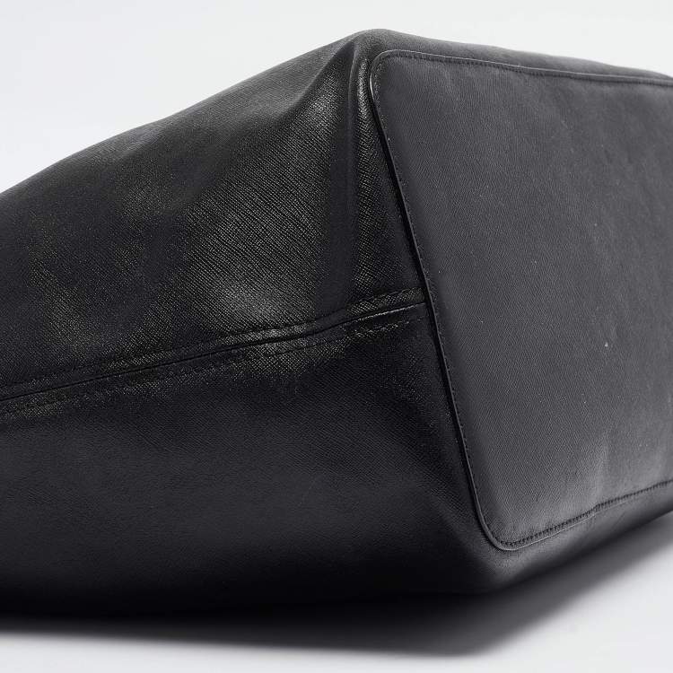 Pre Owned Michael Kors Black Saffiano Leather Medium Jet Set Travel Tote