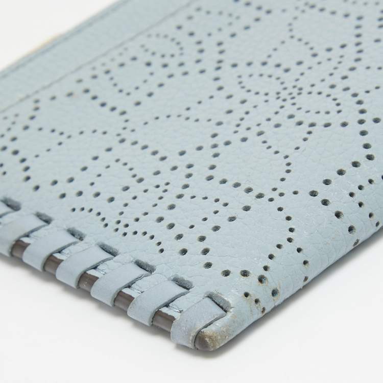 Pre Owned Michael Kors Light Blue Leather Lasercut Karson Slim Card Case