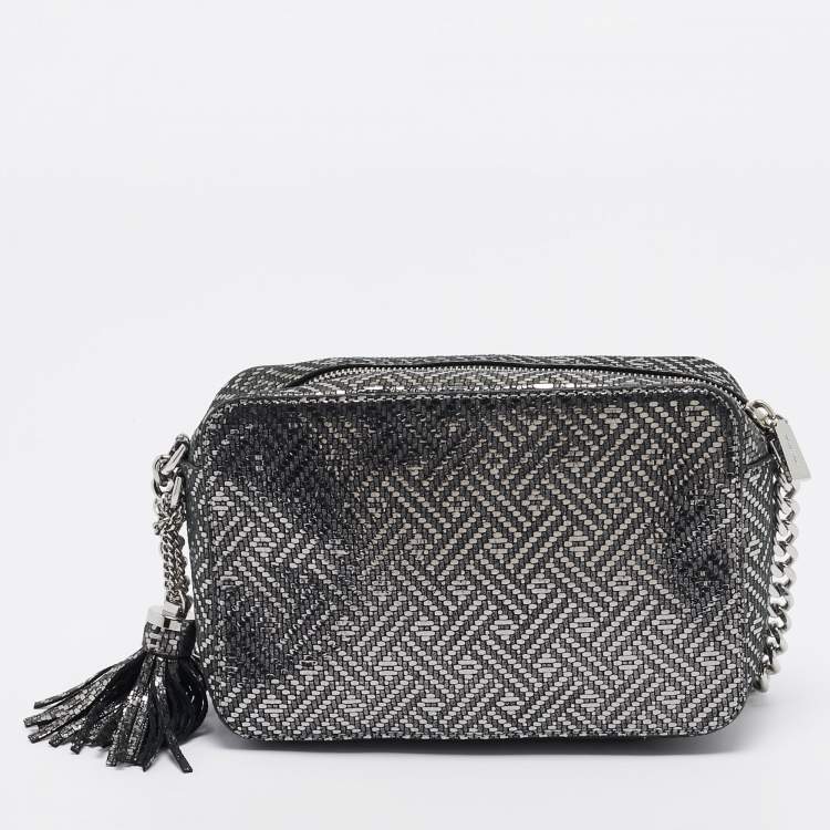 Pre Owned Michael Kors Metallic Grey Textured Leather Ginny Camera Crossbody Bag