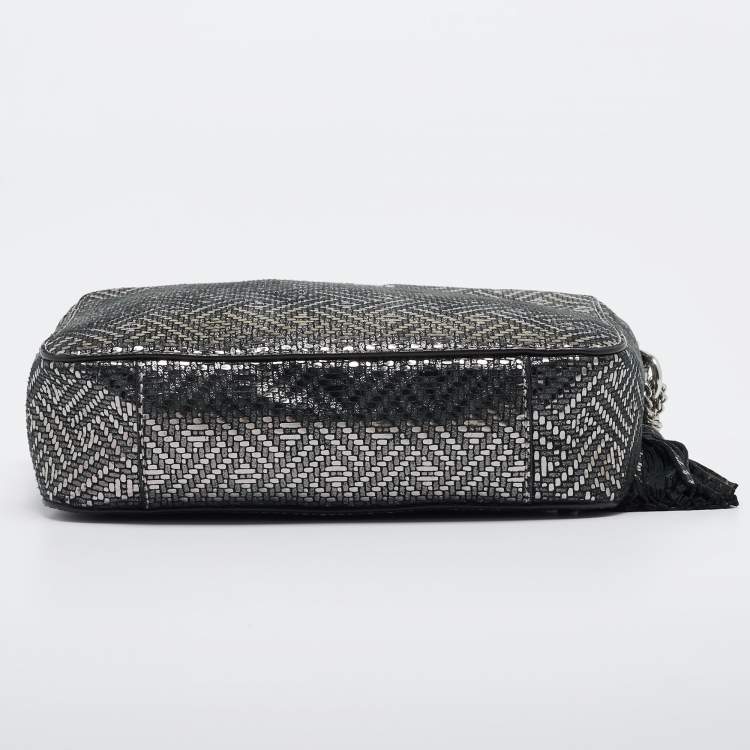 Pre Owned Michael Kors Metallic Grey Textured Leather Ginny Camera Crossbody Bag