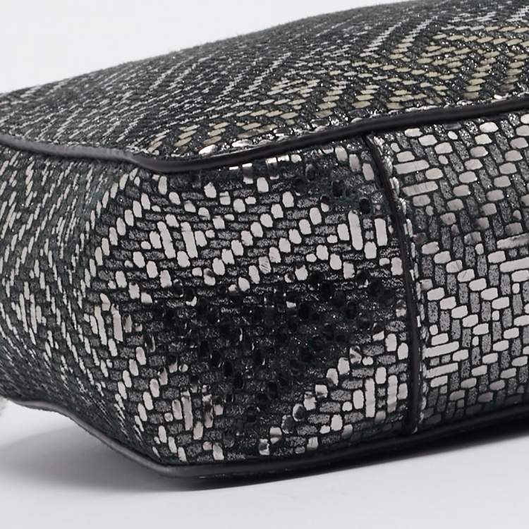 Pre Owned Michael Kors Metallic Grey Textured Leather Ginny Camera Crossbody Bag