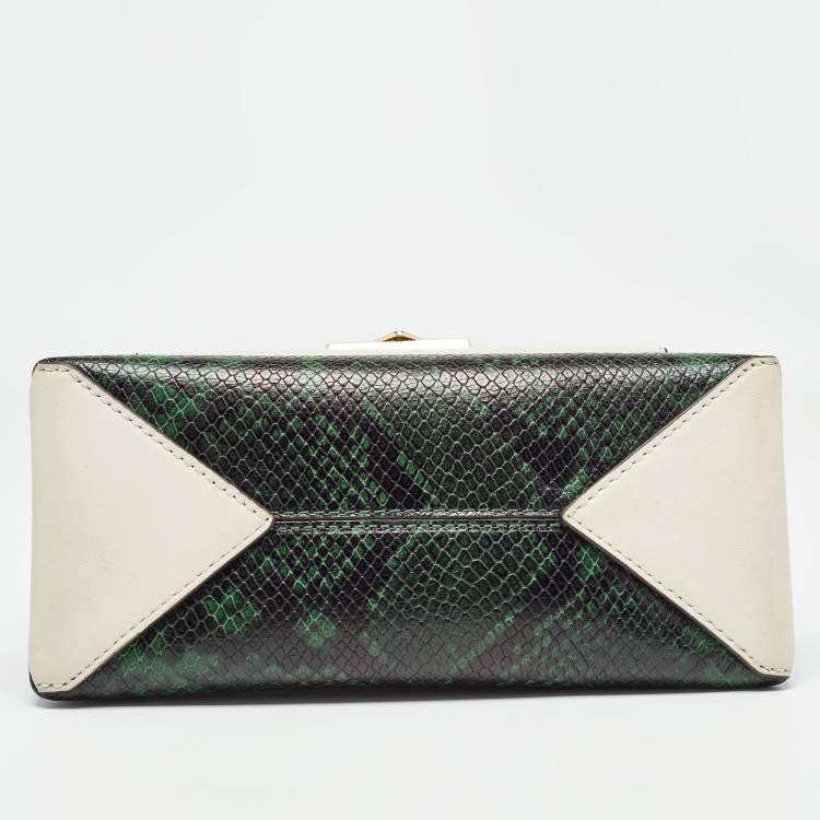 Pre Owned Michael Kors Multicolor Python Embossed and Lizard Embossed Leather Cece Flap Shoulder Bag