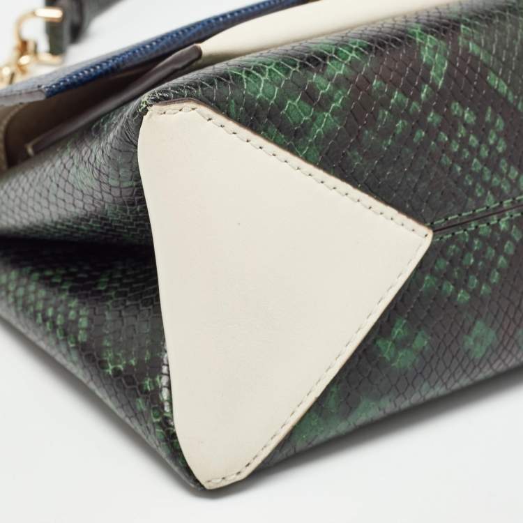 Pre Owned Michael Kors Multicolor Python Embossed and Lizard Embossed Leather Cece Flap Shoulder Bag