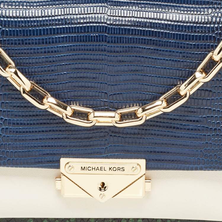 Pre Owned Michael Kors Multicolor Python Embossed and Lizard Embossed Leather Cece Flap Shoulder Bag